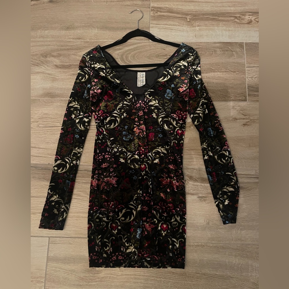 Free People Velvet Long Sleeve Short Dress Size Small